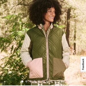 The Great x Eddie Bauer Reversible Down Fill Puffer Bomber Jacket